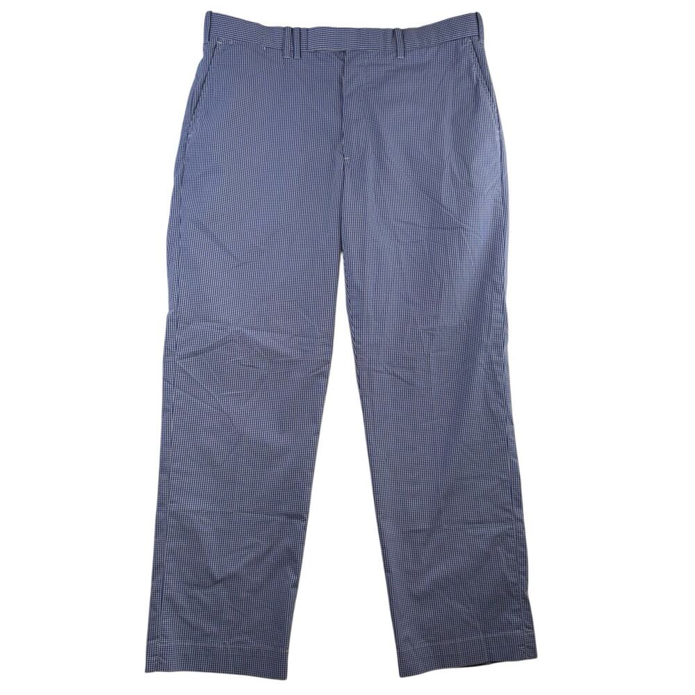 Polo Golf Ralph Lauren Men's 36 30‎ Shepherds Check Pants Flat Front Blue White